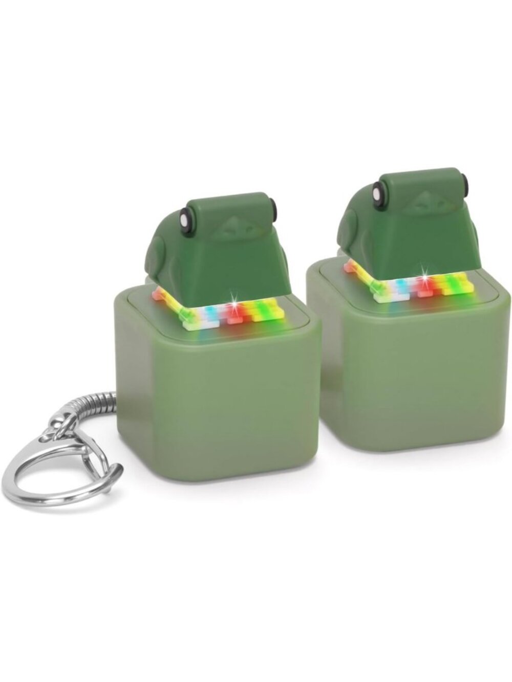 Rechargeable Croaking Frog Fidget Keychain Toy with LED Light - Stress Relief